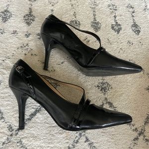 Like New Strappy Genuine Leather Black 3" Heels